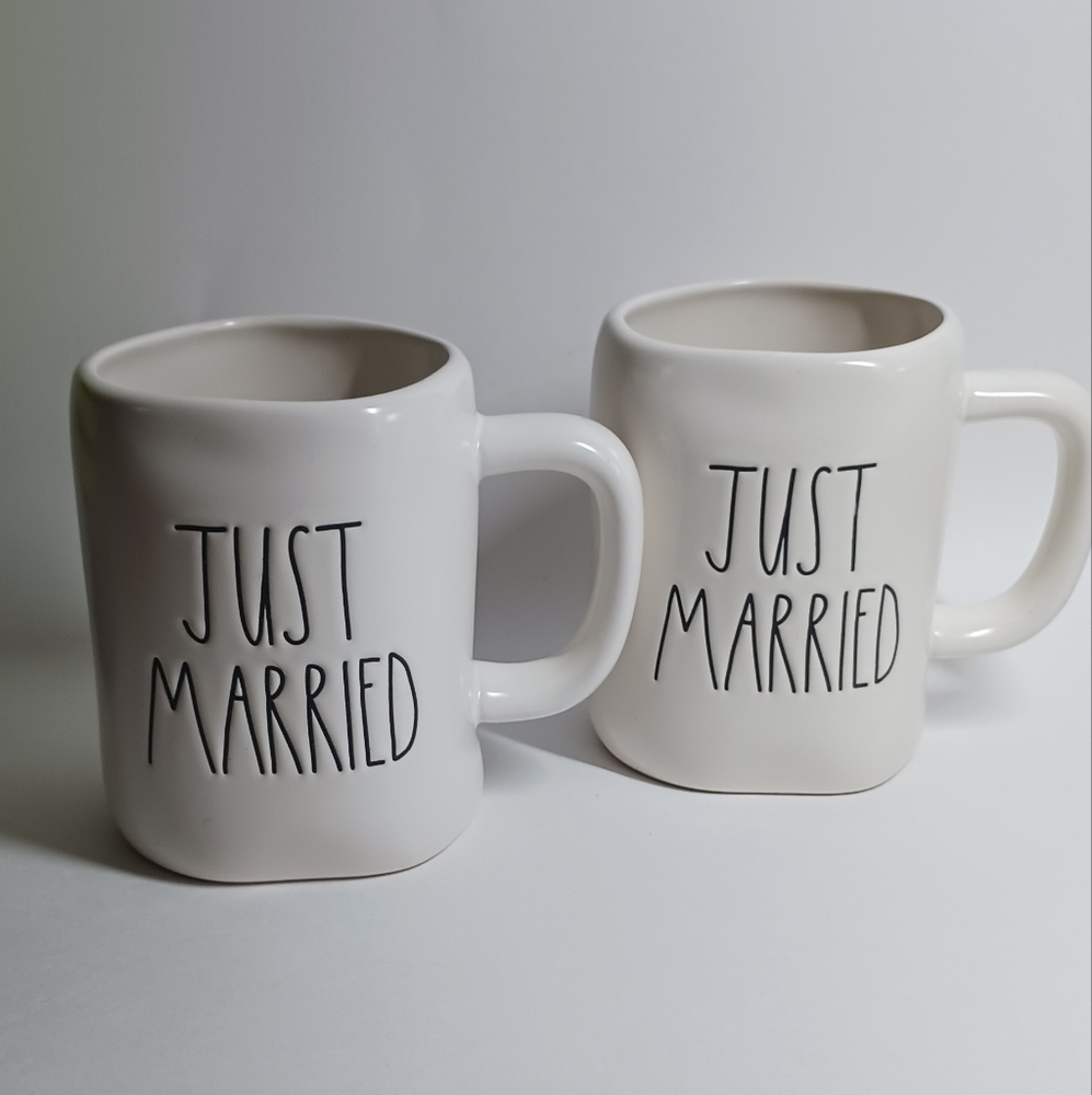 Rae Dunn Just Married Coffee Mugs by Magenta (Bride Wife Groom Husband Wedding)